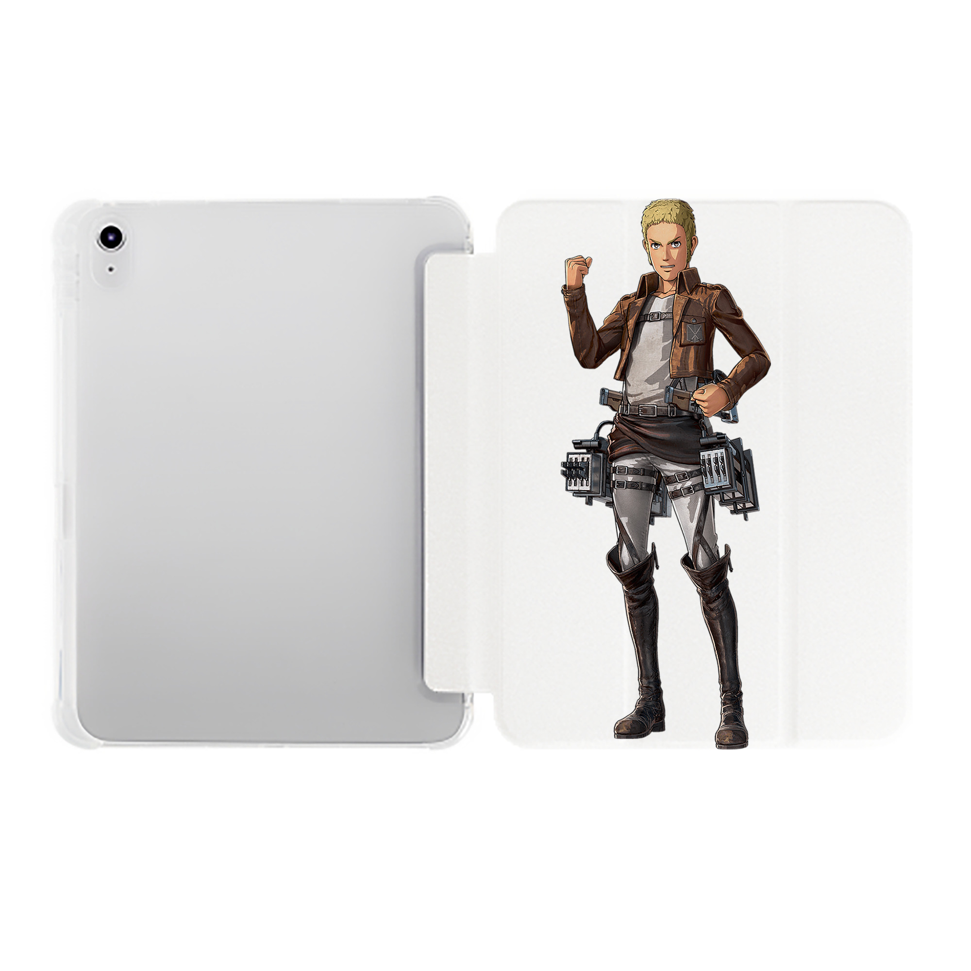 （画像用） 進撃の巨人 ライナー・ブラウン Attack on Titan Reiner Braun IPad ケース ペン収納付き 三つ折りスタンド PUレザー×シリコン 対応機種9.5/10.5/10.9インチ